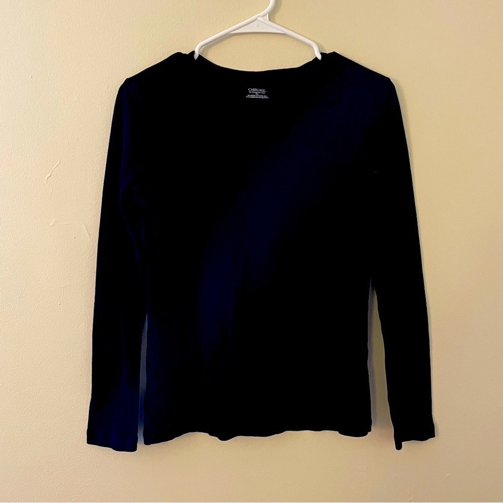 Cherokee black thermal long sleeved classic tee cotton top winter warm comfort